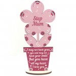 Step Mum Mothers Day Gift Wooden Flower Step Mum Birthday Gift 