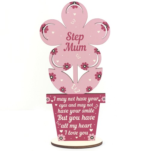 Step Mum Mothers Day Gift Wooden Flower Step Mum Birthday Gift 