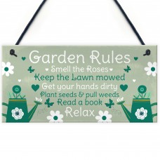Garden Rules Novelty Hanging Plaque Summer House Sign Shed Sign
