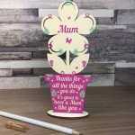 Mum Gift Mum Birthday Gifts Wooden Flower From Daughter Son