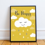 Yellow Framed Nursery Print / Baby Nursery Room Decor Wall Art