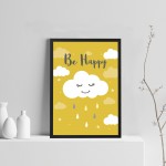 Yellow Framed Nursery Print / Baby Nursery Room Decor Wall Art