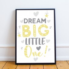 Grey Yellow Nursery Framed Prints Wall Art Picture For Baby Room