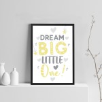 Grey Yellow Nursery Framed Prints Wall Art Picture For Baby Room