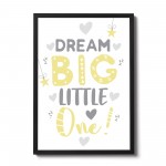 Grey Yellow Nursery Framed Prints Wall Art Picture For Baby Room