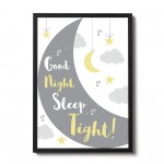 Grey Yellow Nursery Framed Prints / Wall Art For Baby Room Decor