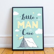 Little Man Cave Blue Nursery Framed Prints / Boys Bedroom Decor