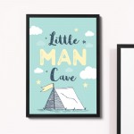 Little Man Cave Blue Nursery Framed Prints / Boys Bedroom Decor