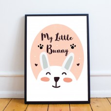 Nursery Print Framed Bunny Picture Nursery Decoration Baby Girl