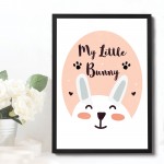 Nursery Print Framed Bunny Picture Nursery Decoration Baby Girl