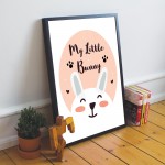 Nursery Print Framed Bunny Picture Nursery Decoration Baby Girl
