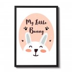 Nursery Print Framed Bunny Picture Nursery Decoration Baby Girl
