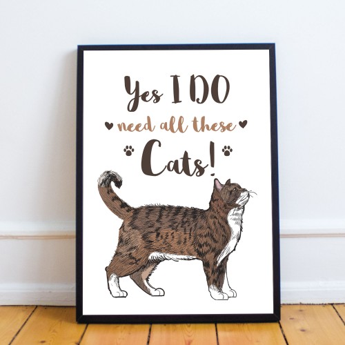 Cat Art Wall Print Bedroom Home Decoration Gift For Cat Lovers