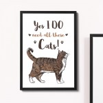 Cat Art Wall Print Bedroom Home Decoration Gift For Cat Lovers