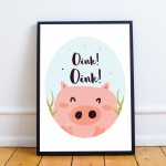 Cute Nursery Print Framed Animal Prints For Nursery Pig Picture 