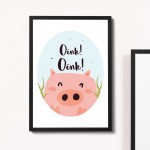 Cute Nursery Print Framed Animal Prints For Nursery Pig Picture 