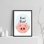 Cute Nursery Print Framed Animal Prints For Nursery Pig Picture 