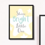 Yellow And Grey Nursery Prints Framed Girl Boy Bedroom Art