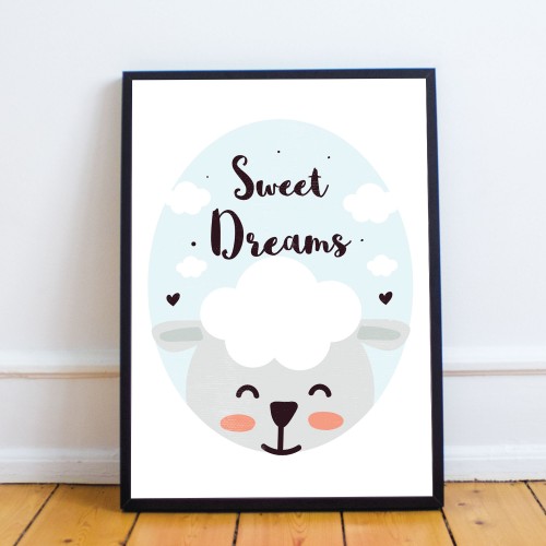 Cute Framed Nursery Animal Print Sweet Dreams Nursery Quote