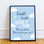 Blue Framed Nursery Prints / Nursery Wall Art For Baby Boy 