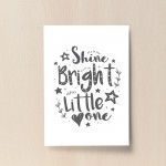 Shine Bright Grey Nursery Prints Girl Boy Baby Room Pictures Art