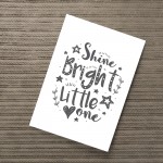 Shine Bright Grey Nursery Prints Girl Boy Baby Room Pictures Art