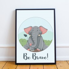 Framed Animal Elephant Print For Nursery Nursery Wall Art Decor