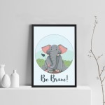 Framed Animal Elephant Print For Nursery Nursery Wall Art Decor
