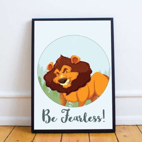 Framed Animal Lion Print For Nursery Nursery Wall Art Pictures