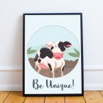 Animal Framed Nursery Prints Cow Wall Art Picture Baby Room