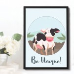 Animal Framed Nursery Prints Cow Wall Art Picture Baby Room