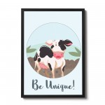 Animal Framed Nursery Prints Cow Wall Art Picture Baby Room