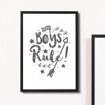 White Grey Nursery Framed Prints / Boys Bedroom Wall Art Decor