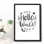 White Grey Nursery Framed Prints / Baby Wall Art Decorations