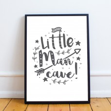 Little Man Cave White Grey Nursery Prints / Baby Boys Room Art