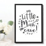 Little Man Cave White Grey Nursery Prints / Baby Boys Room Art