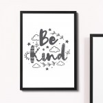 BE KIND White Grey Nursery Prints / Wall Art For Nursery