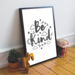 BE KIND White Grey Nursery Prints / Wall Art For Nursery