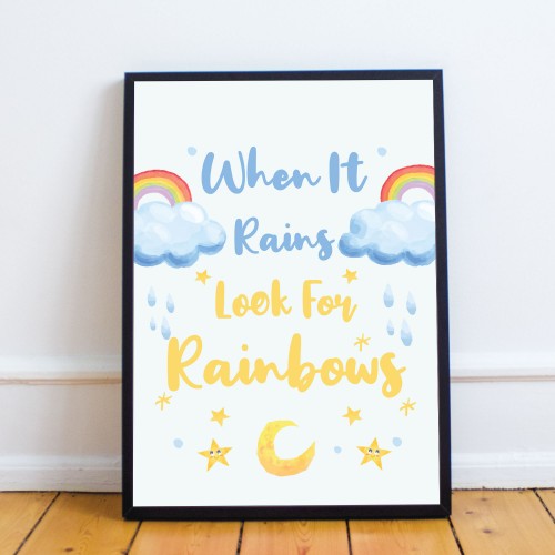 Rainbow Nursery Wall Art Decor Quote Boy Girl Nursery Pictures