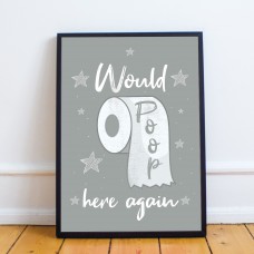 Grey Bathroom Sign Framed Bathroom Print Funny Toilet Loo Sign