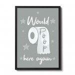 Grey Bathroom Sign Framed Bathroom Print Funny Toilet Loo Sign