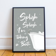 Bathroom Prints Framed Bathroom Sign Bathroom Decor Grey