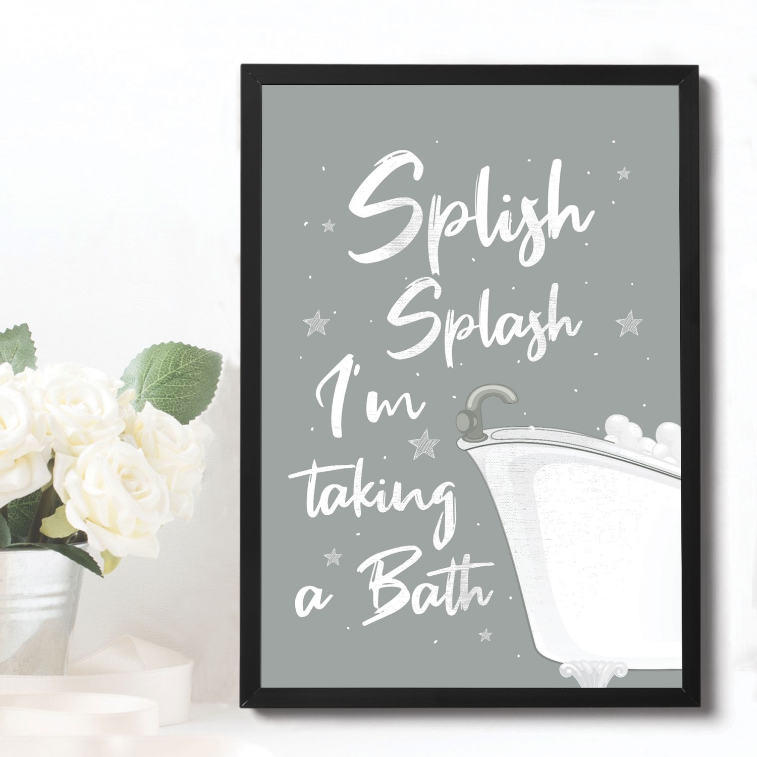 Bathroom Prints Framed Bathroom Sign Bathroom Decor Grey