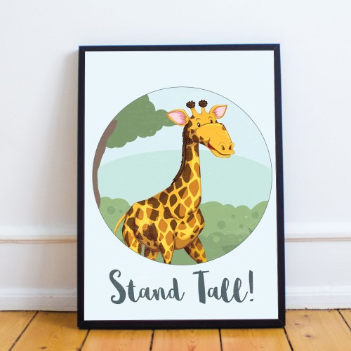 Animal Framed Nursery Prints / Giraffe Wall Art Pictures Nursery