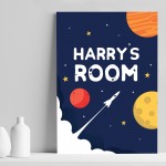 PERSONALISED Boys Bedroom Wall Art Space Room Decoration