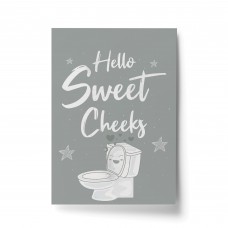 Funny Bathroom Print Hello Sweet Cheeks Toilet Loo Sign Wall Art