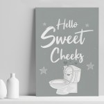Funny Bathroom Print Hello Sweet Cheeks Toilet Loo Sign Wall Art