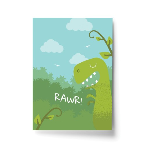 Cute Boy Bedroom Print Dinosaur Wall Art Animal Nursery Print