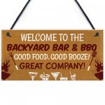 Backyard Bar Sign Garden Sign BBQ Alcohol Man Cave Vintage Sign