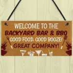 Backyard Bar Sign Garden Sign BBQ Alcohol Man Cave Vintage Sign